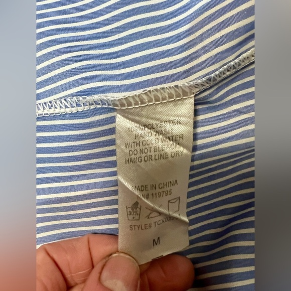 SADIE & LOVE Blue and white striped off shoulder ruffle top size M. - Picture 9 of 11